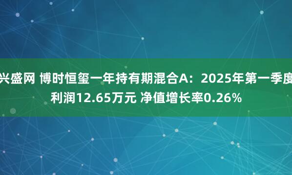 兴盛网 博时恒玺一年持有期混合A：2025年第一季度利润12.65万元 净值增长率0.26%