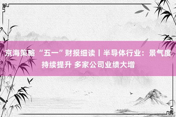 京海策略 “五一”财报细读丨半导体行业：景气度持续提升 多家公司业绩大增