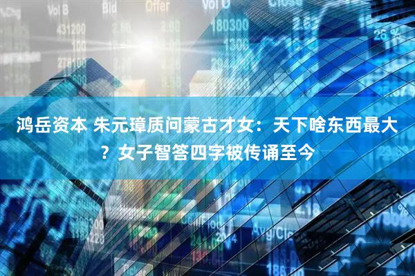 鸿岳资本 朱元璋质问蒙古才女：天下啥东西最大？女子智答四字被传诵至今